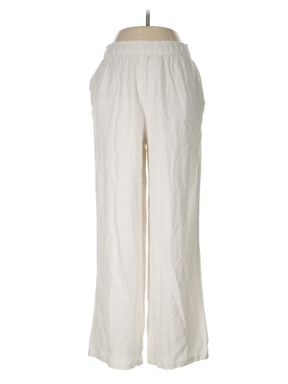 Happily Grey Women's Straight Leg Linen Blend Pants Off-White Size Medium